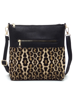 Fashion Pocket Crossbody Bag AD760 BLACK LEOPARD
